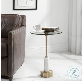 Portsmouth Brushed Brass and White Marble Accent Table