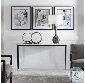 Nightfall White Marble and Satin Black Console Table