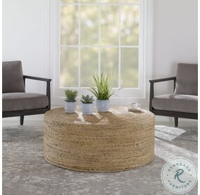 Rora Brown Woven Round Coffee Table