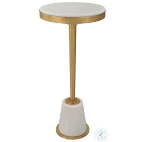 Edifice White Marble and Brushed Brass Drink Table