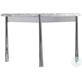 Arris Polished Stainless Steel and Arabescato Small Cocktail Table