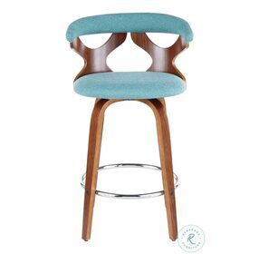 Gardenia Walnut And Teal Fabric Counter Height Stool Set Of 2