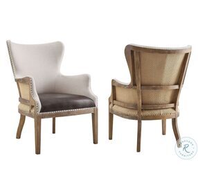George Two Tone Alabaster Linen Wingback Accent Chair