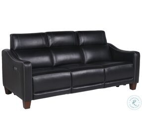 Giorno Midnight Leather Power Reclining Living Room Set with Power Headrest And Footrest