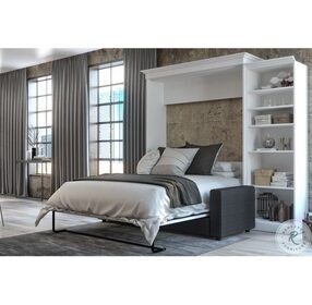Versatile White 98" Queen Sofa Murphy Bed With Storage Unit