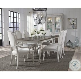 Glendale Estates Distressed White Upholstered Dining Arm Chair Set of 2