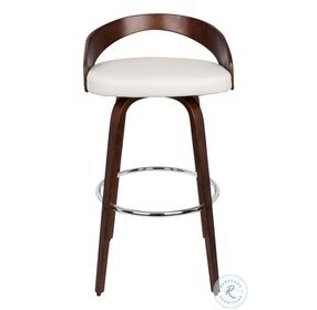 Grotto Cherry With White Faux Leather Swivel Bar Stool Set Of 2