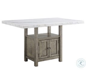 Grayson White Marble And Driftwood Counter Height Dining Room Set