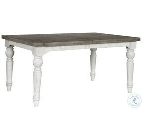 Valley Ridge Distressed White And Rustic Gray Leg Dining Room Set