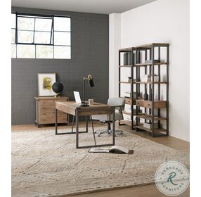 5681-10445-MWD Medium Natural Wood And Gray Bookcase