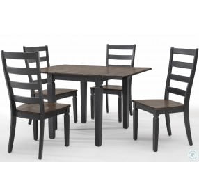 Glennwood Rubbed Black and Charcol Drop Leaf Extendable Dining Table