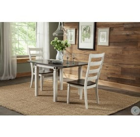 Glennwood Rubbed White and Charcol Drop Leaf Extendable Dining Table