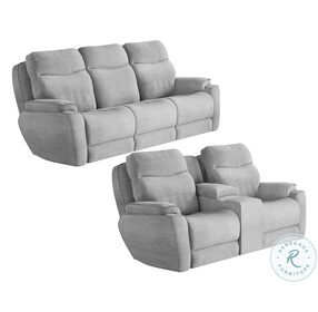 Show Stopper Platinum Reclining Console Loveseat with Power Headrest and Hidden Cupholders