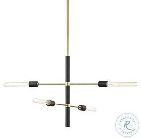 Astrid Aged Brass and Black 4 Light Chandelier