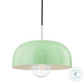 Avery Polished Nickel and Mint 1 Light Large Pendant