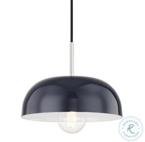 Avery Polished Nickel and Navy 1 Light Small Pendant