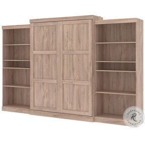Pur Rustic Brown 136" Queen Murphy Bed with 2 Storage Units