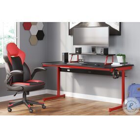 Lynxtyn Red and Black Home Office Swivel Desk Chair