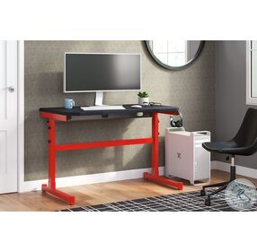 Lynxtyn Red And Black Adjustable Height Desk