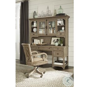 Tinley Park Dovetail Grey Desk with Hutch