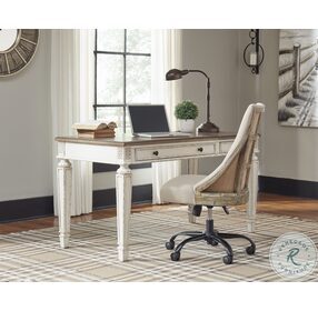 Realyn White And Brown Home Office Lift Top Desk