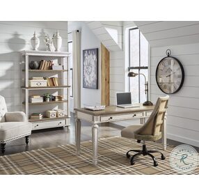 Realyn White and Brown Home Office Desk