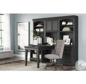 Beckincreek Black Desk With Single Bookcase And Hutch