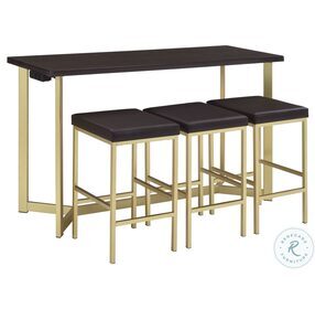 Melrose Espresso And Gold Multipurpose Bar Table Set