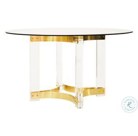 Hendrix Acrylic and Antique Brass 48" Dining Room Set