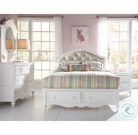 Sweetheart Beautiful White Victorian Full Upholstered Storage Bed