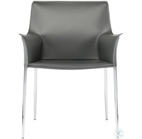 Colter Grey Leather Dining Arm Chair