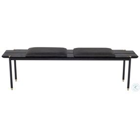 Stacking Storm Black Leather Cushion Bench