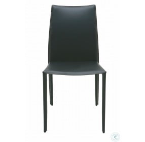 Sienna Black Leather Corner Stitched Dining Chair