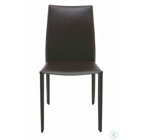 Sienna Brown Leather Corner Stitched Dining Chair