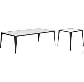 Mink White and Black Metal Side Table
