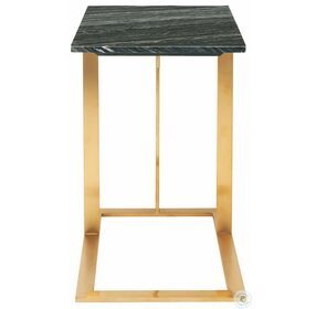 Dell Black Stone and Gold Metal Side Table