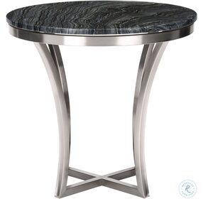 Aurora Silver & Black Stone Side Table