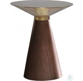 Iris 20" Gold And Walnut Side Table