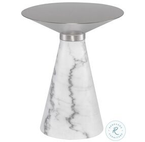 Iris Silver And White 15" Side Table