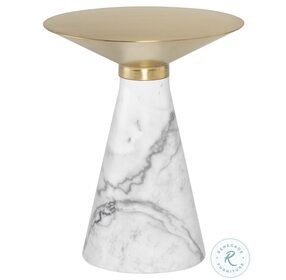 Iris Gold And White 15" Side Table