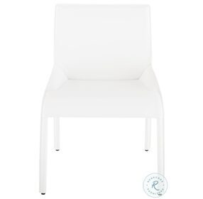 Delphine White Leather Dining Side Chair