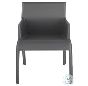 Delphine Dark Grey Leather Dining Arm Chair