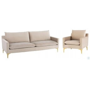 Anders Nude And Gold Accent Chair