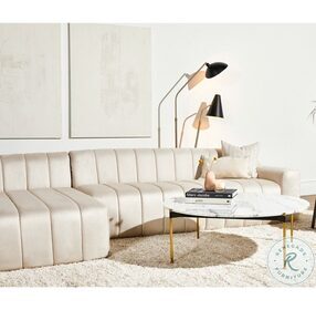 Coraline Champagne Microsuede LAF Sectional