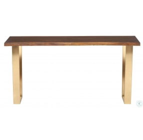 Versailles Brushed Gold and Seared Wood Console Table