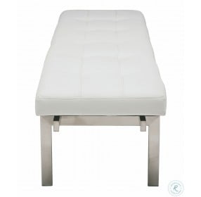 Louve Large White and Silver Metal Occasional Bench