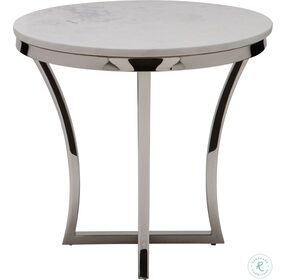 Aurora White and Polished Steel Side Table