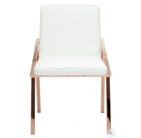 Nika White and Rose Gold Metal Dining Chair