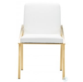 Nika White and Gold Metal Dining Chair