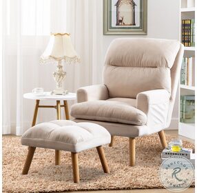 HM1760BE-1 Beige Accent Chair With Ottoman